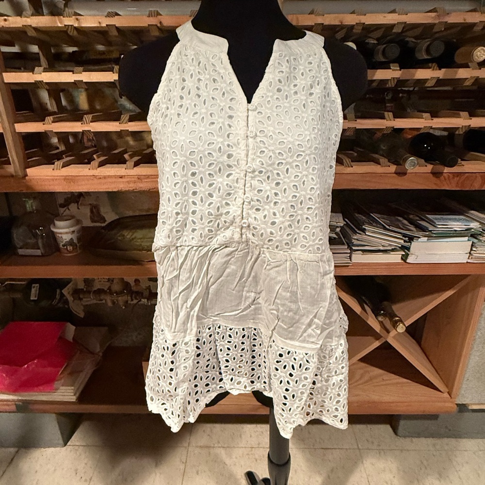 Staccato White Eyelet Halter Top
